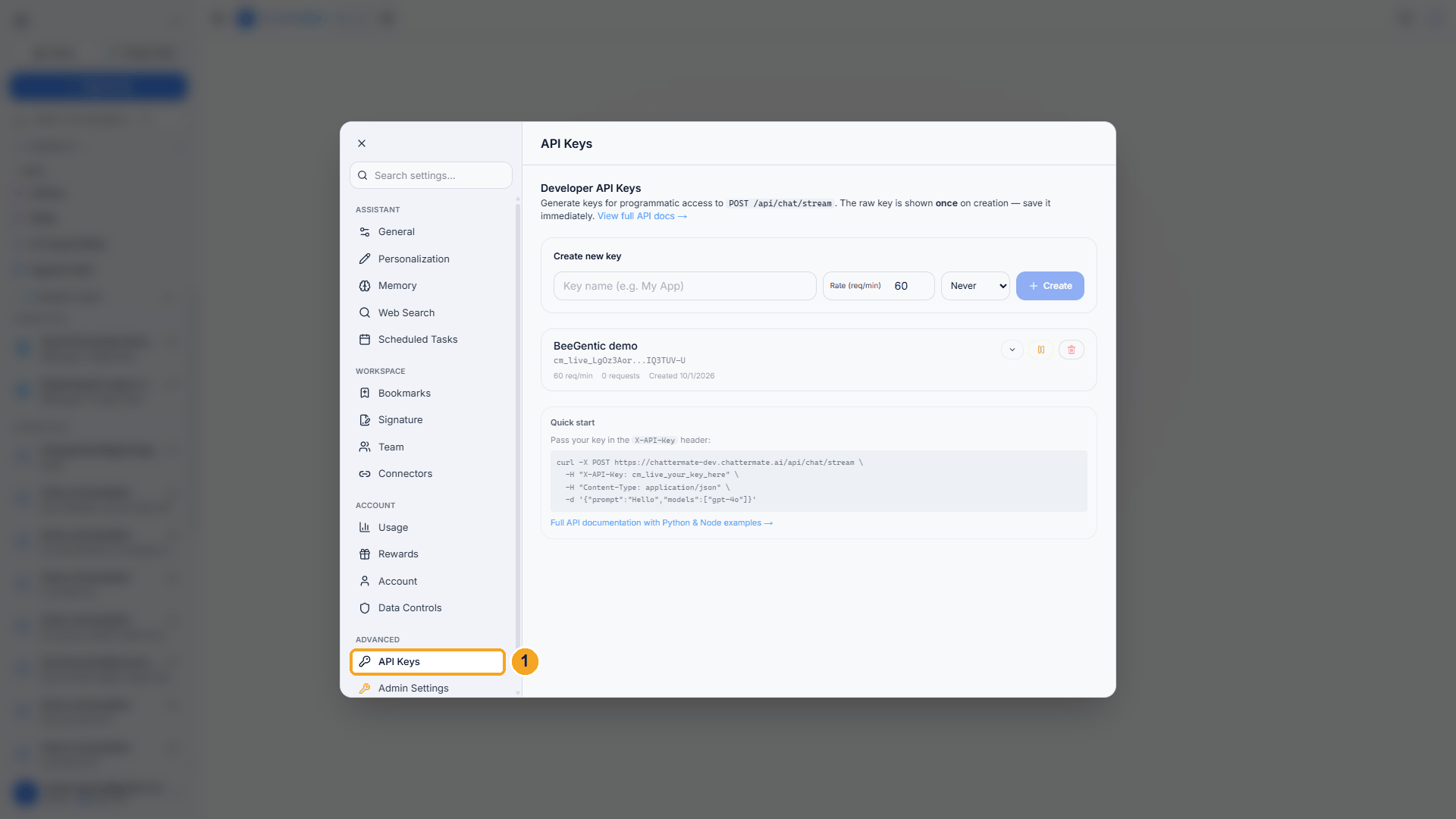 ChatterMate API Keys