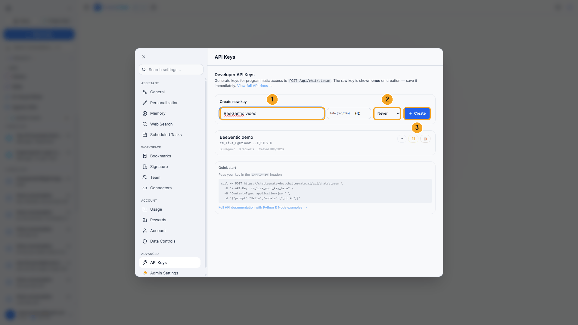 Create key