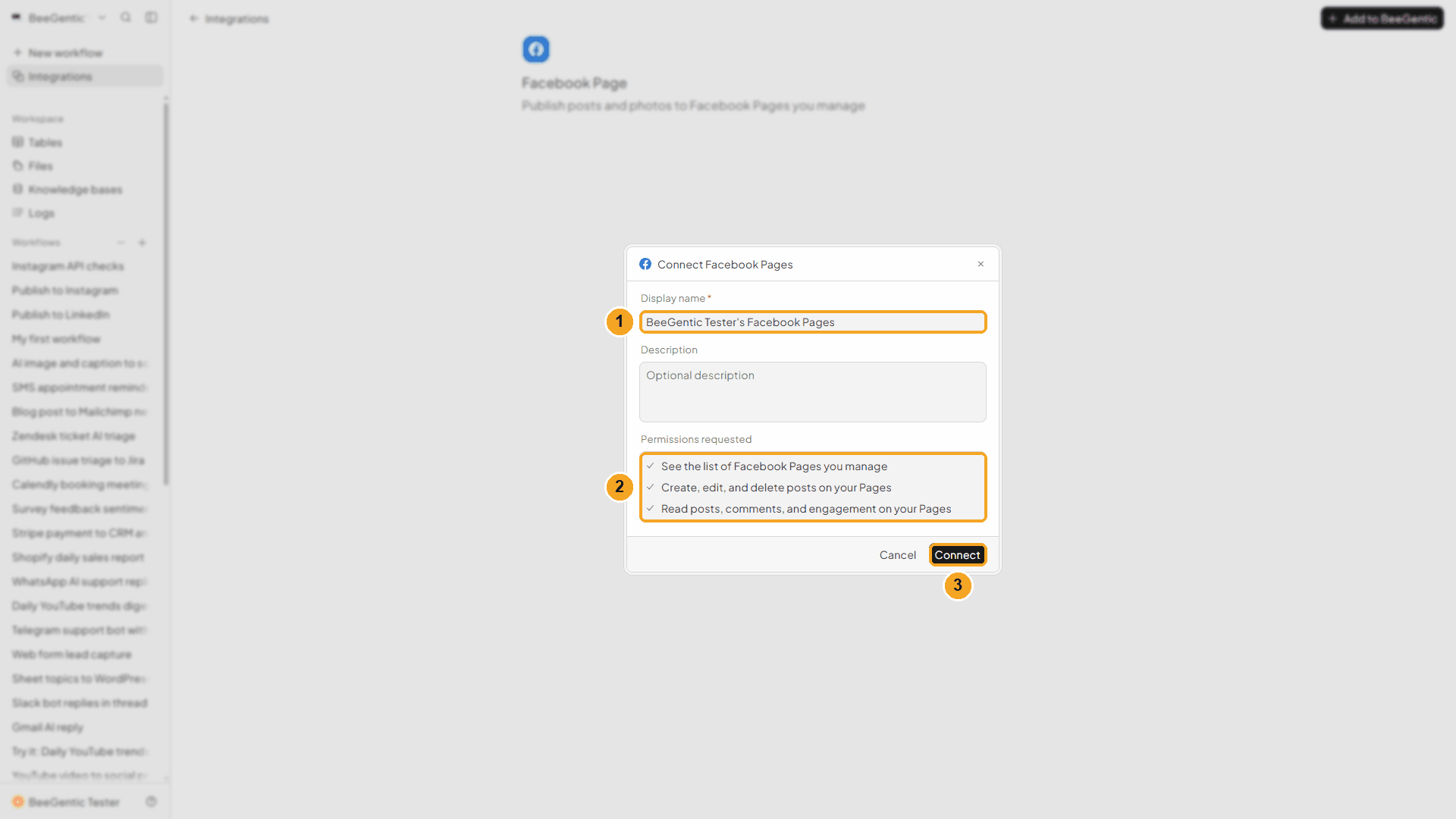 Connect dialog