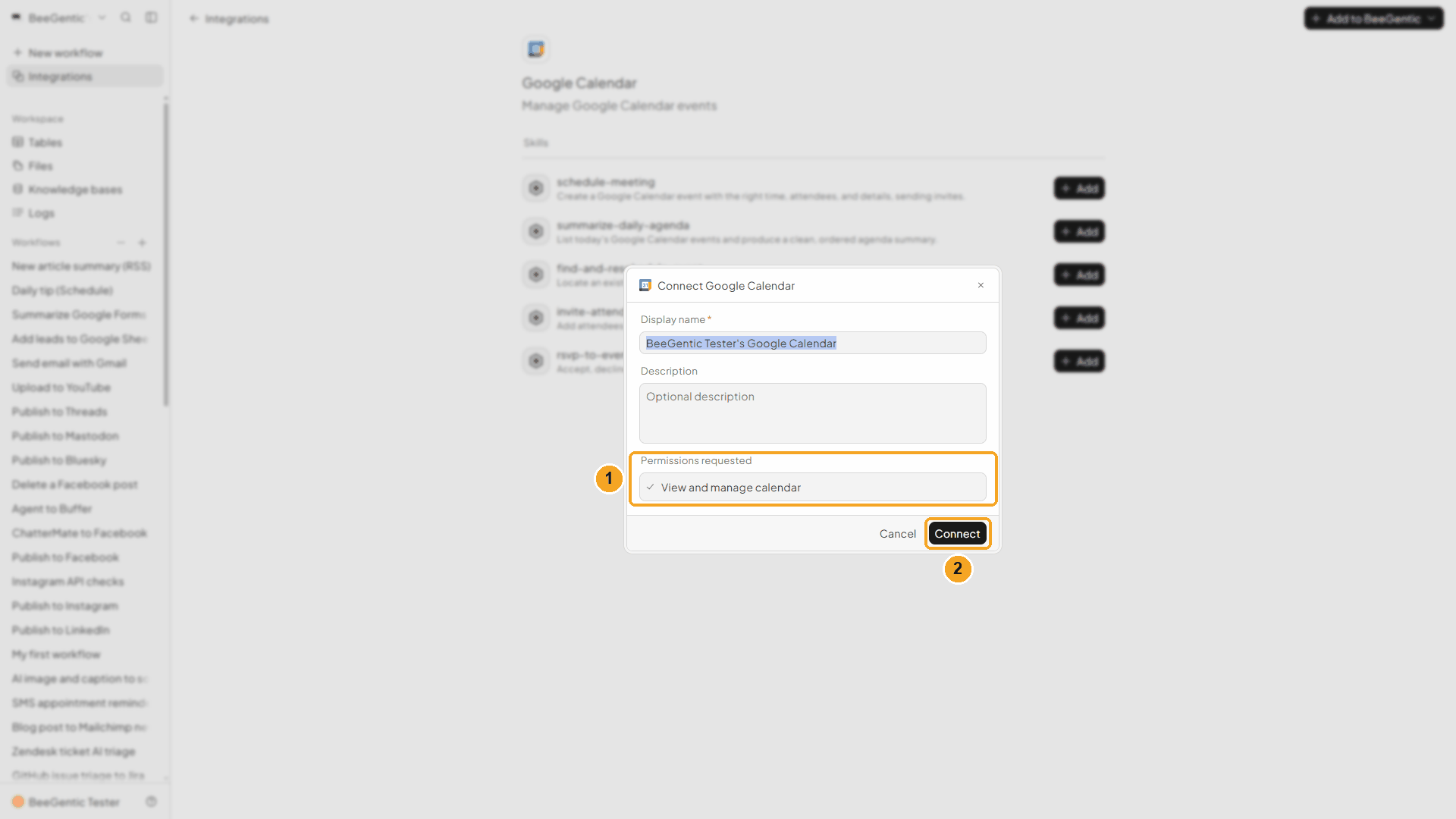Connect dialog