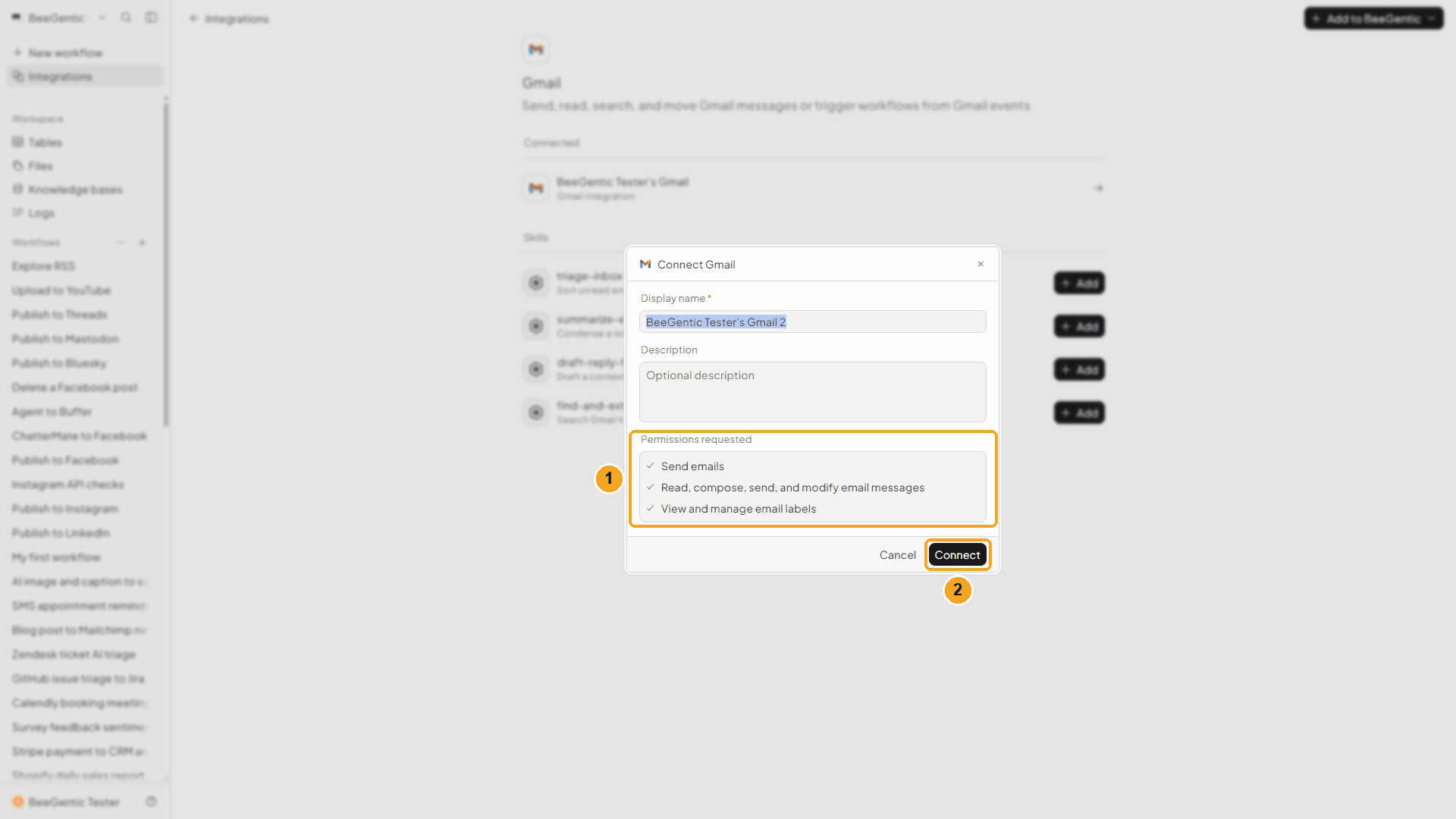 Connect dialog