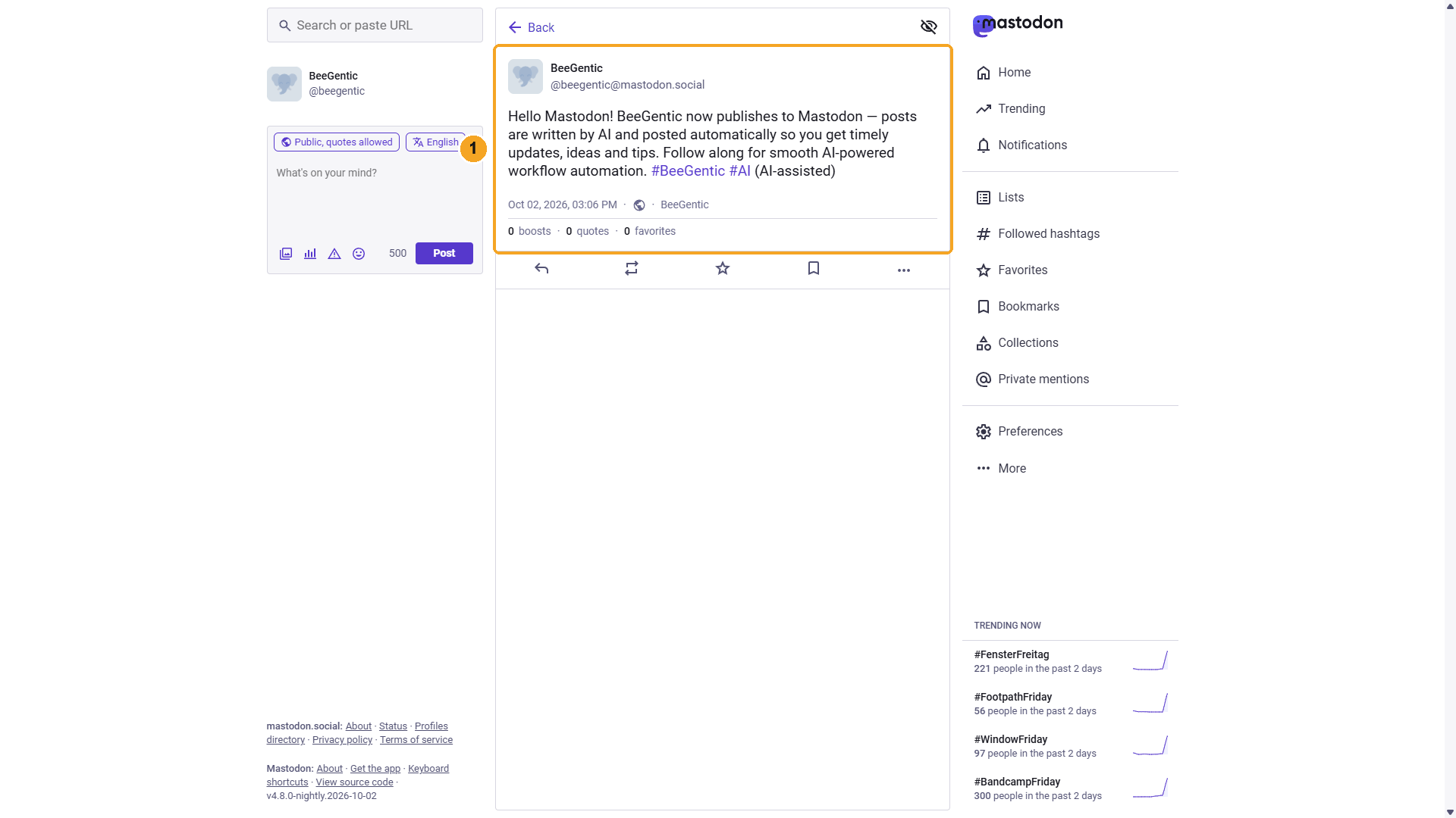 Live on Mastodon