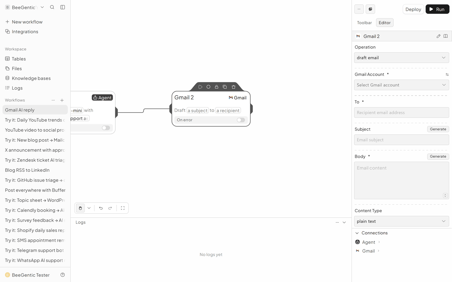 Add Gmail to save the draft