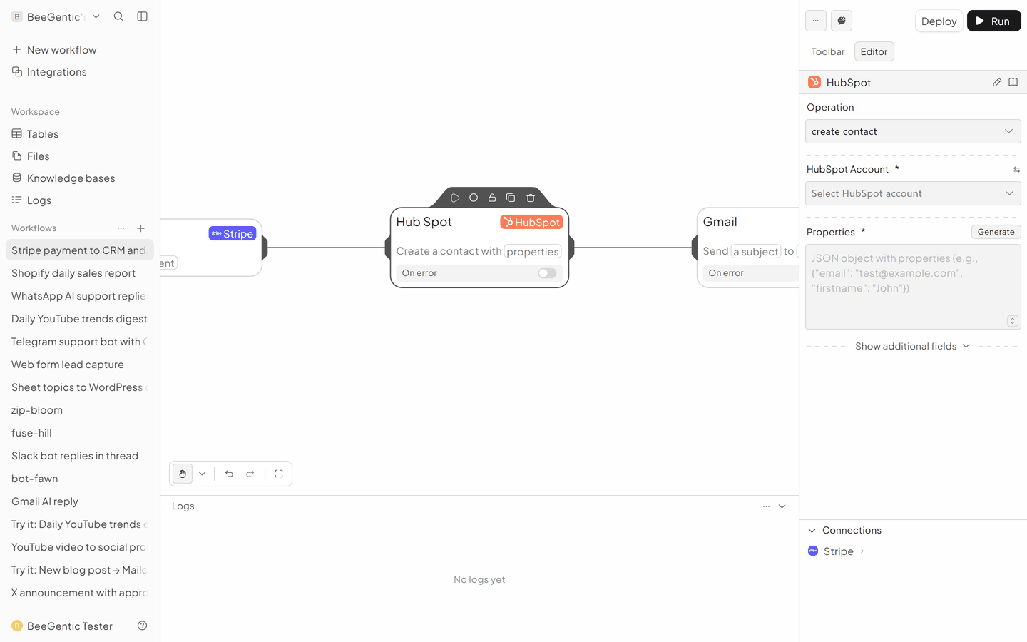 Create the HubSpot contact