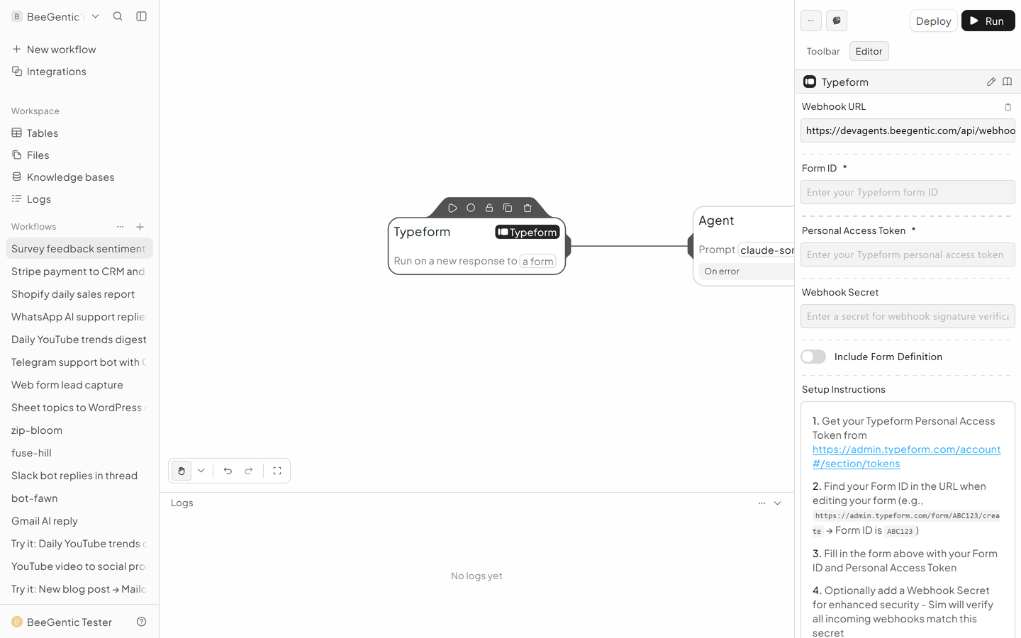 Add the Typeform trigger
