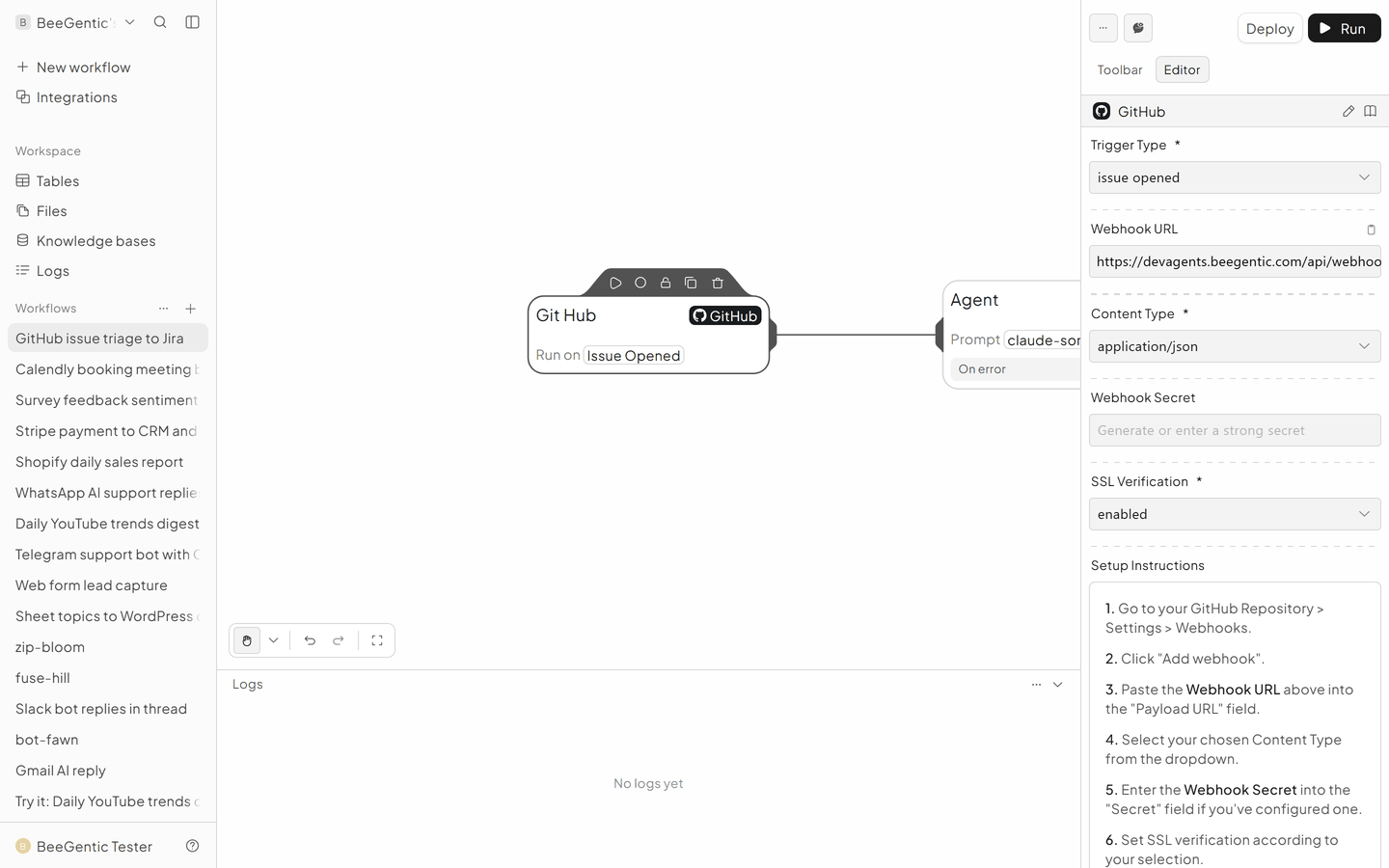 Add the GitHub trigger