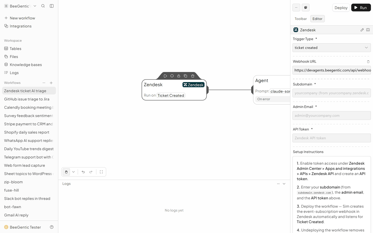Add the Zendesk trigger