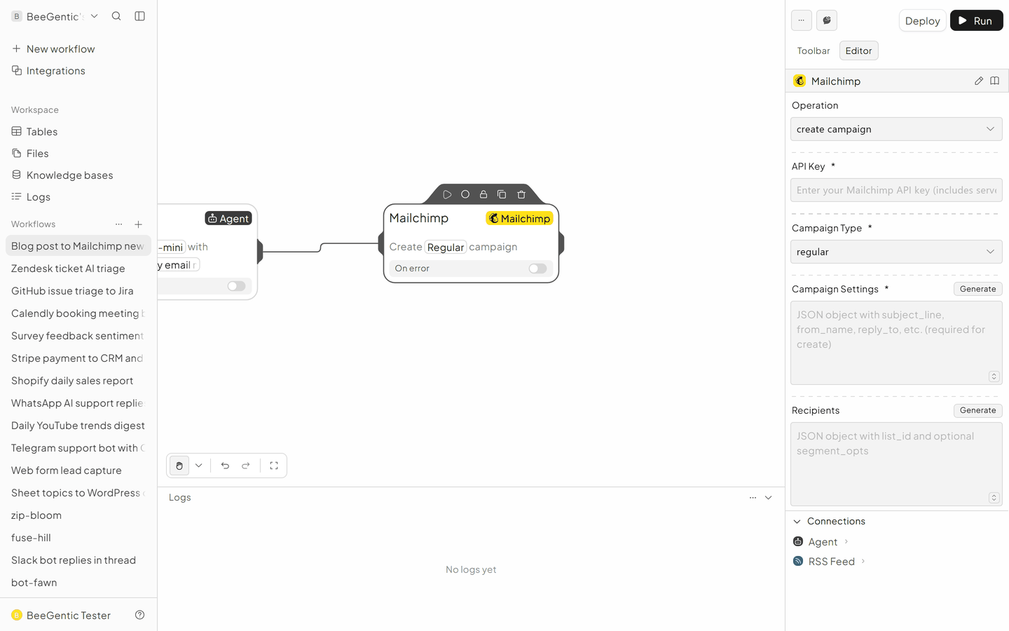 Create the Mailchimp campaign