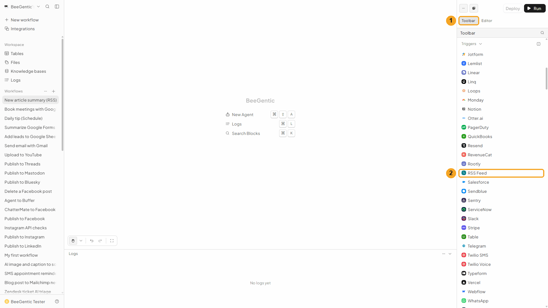 Toolbar, RSS Feed