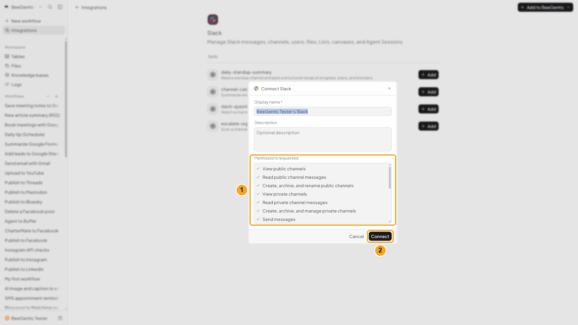Connect dialog