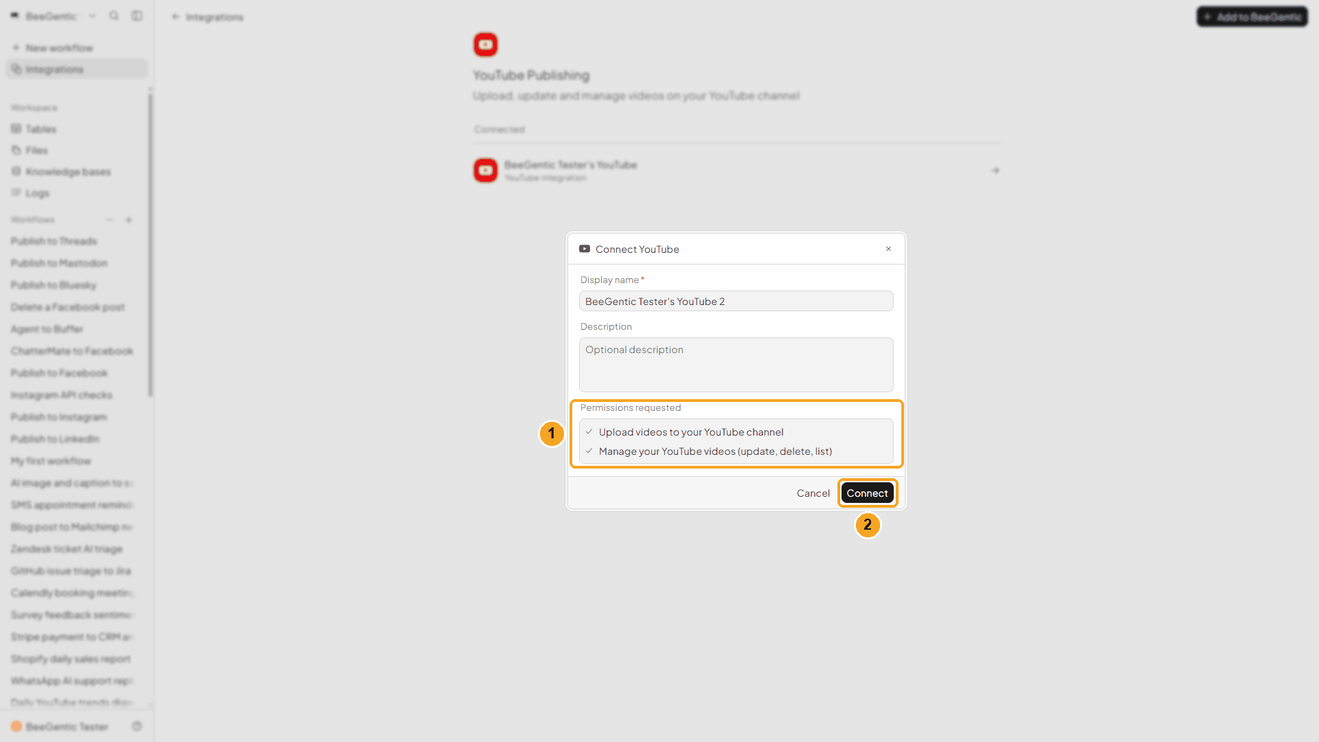 Connect dialog