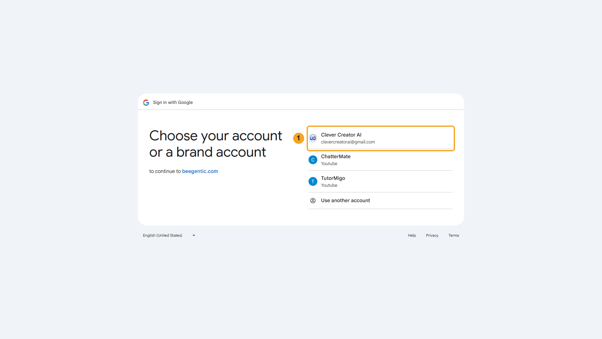 Choose account